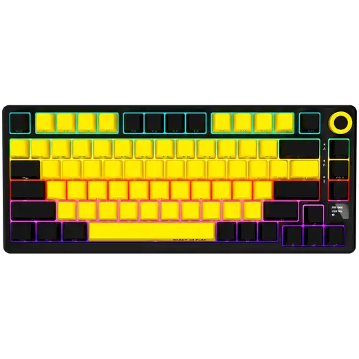 Lorgar KBP7075W Wireless Gaming Pro, Black/Yellow /LRG-KBP7075W-YL-US