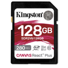 Kingston 128GB SDXC Canvas React Plus SDXC UHS-II 280R/100W U3 V60 (SDR2V6/128GB)