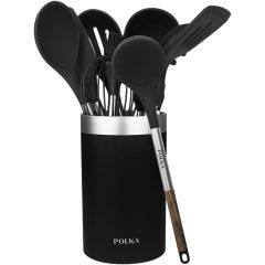 Cecotec 01184 Kitchen utensil set with wood-effect handle & holder 9pcs