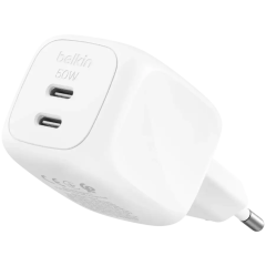 Belkin Dual USB-C 50W PD Wall Charger, White /WCH019KQWH