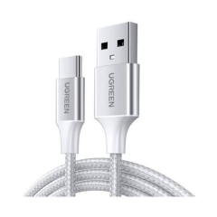 UGREEN USB-A 2.0 to USB-C Braided Cable, 1m, White /60131