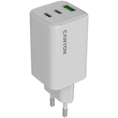 Canyon GaN 65W Wall Charger, 2xUSB-C, 1xUSB-A, White /CNS-CUW65ACC