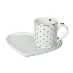 Brandani 51662 Amore Mio new bone china cup with saucer hearts - outlet
