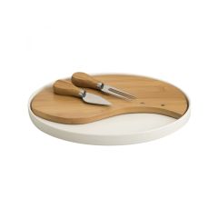 Brandani 54714 porcelain/bamboo board w/2 ss knives
