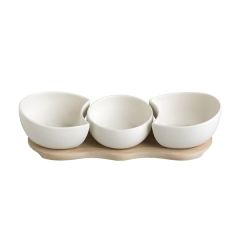 Brandani 53079 BUTTERFLY porcelain/bamboo dish w/2 forks