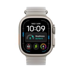 Apple Watch Ultra 4 49mm Natural Titanium, Translucent Grey Ocean Band /MJAD4