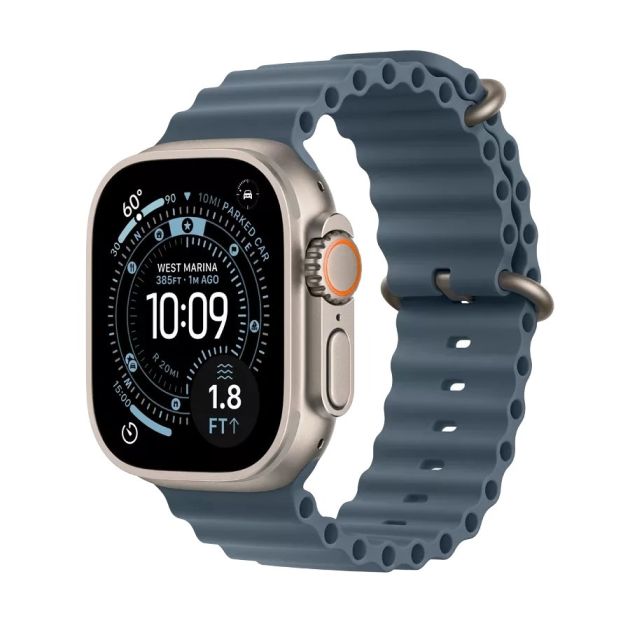 Apple Watch Ultra 49mm Natural Titanium, Anchor Blue Ocean Band