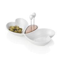Brandani 54141 butterfly white porcelain bamboo dish with forks
