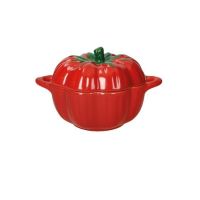 Brandani 52062 Tomato dolomite stoneware casserole with lid 16.5x12x12sm