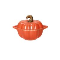 Brandani 52064 Pumpkin dolomite stoneware casserole with lid 16.5x12x12sm