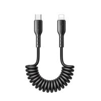 Evelatus AutoSpring Coiled Cable USB C to LTG, 1.2M, Black /1040769