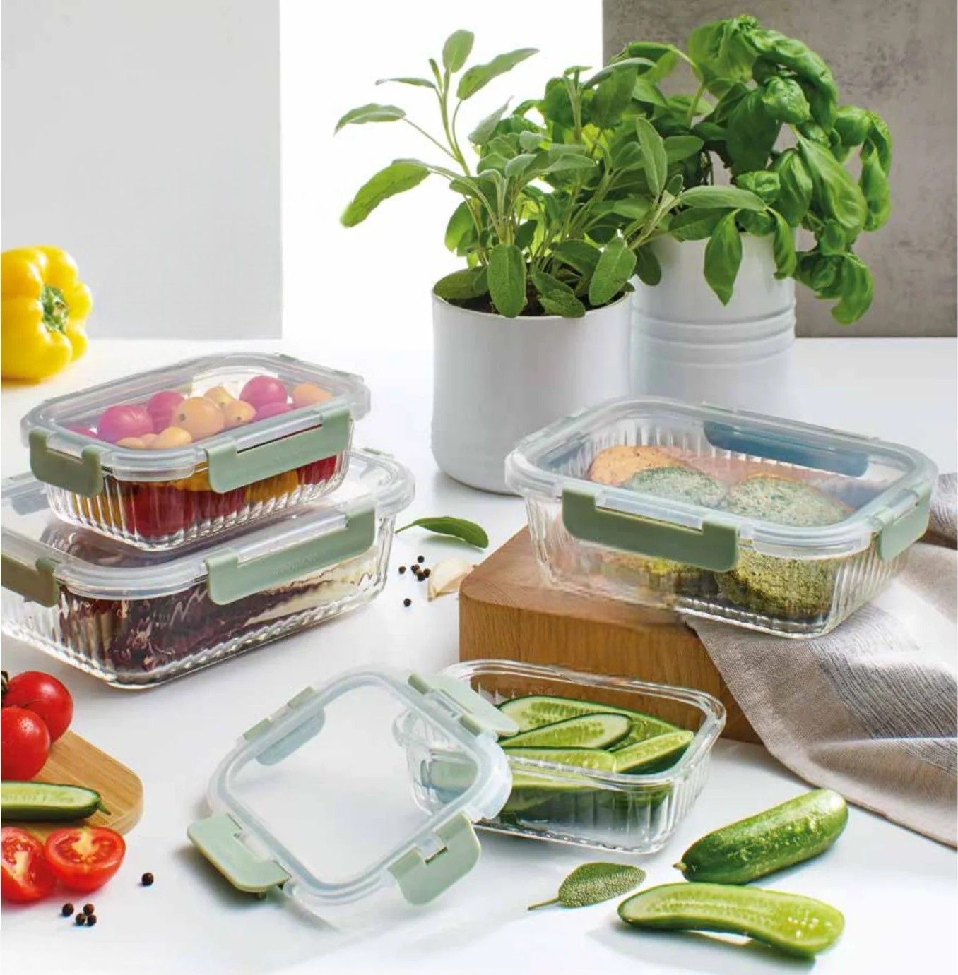 Brandani 54019 borosilicate container set 2pcs 630ml+1500ml