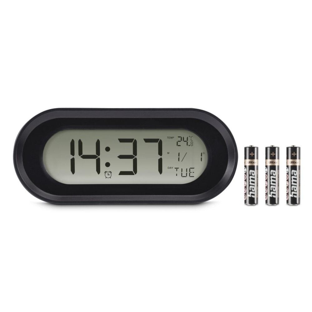 Hama "Samos" Digital Alarm Clock, LCD, Black /222204
