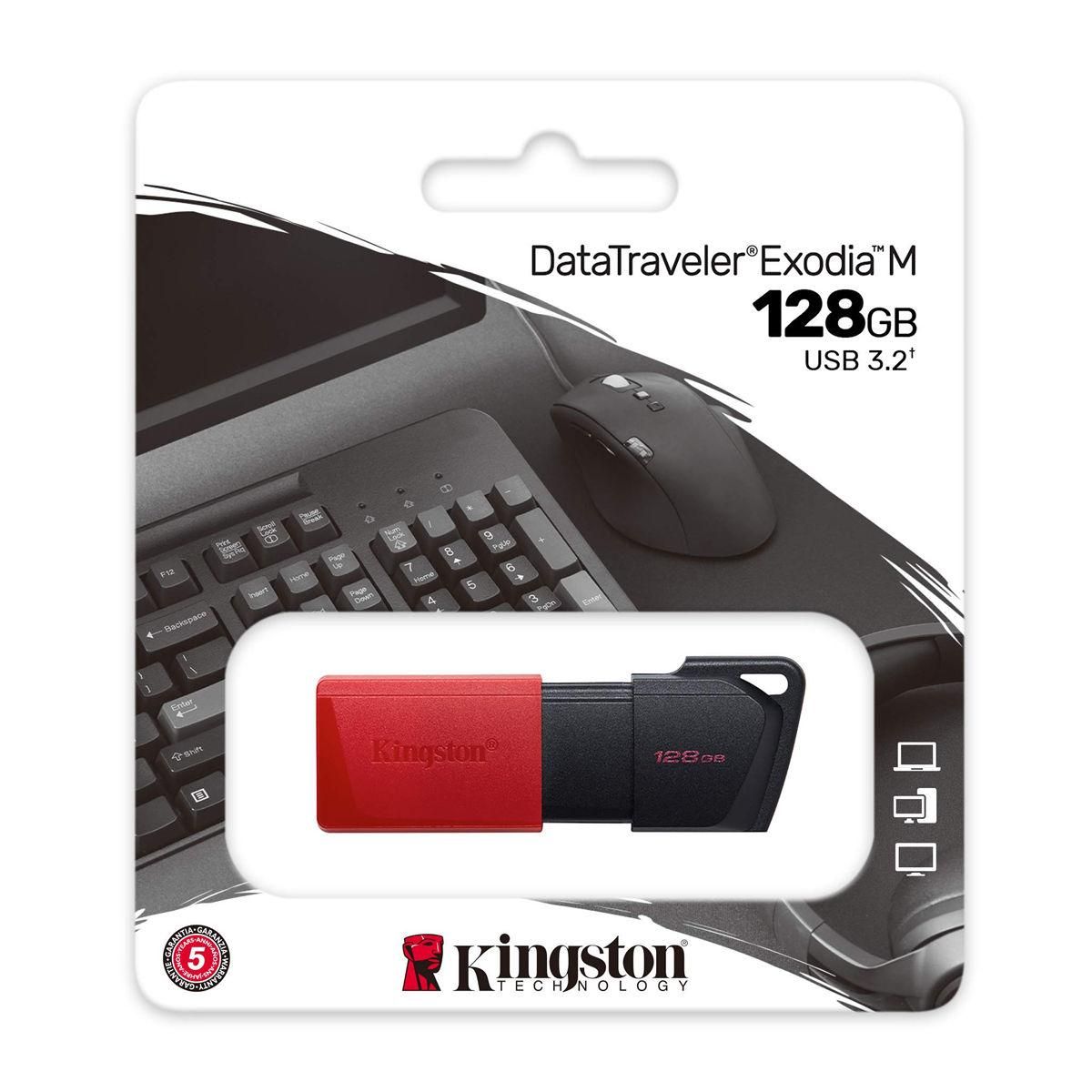 Kingston 128GB, USB 3.2 Gen 1 DataTraveler, Exodia M, Black/Red (DTXM/128GB)