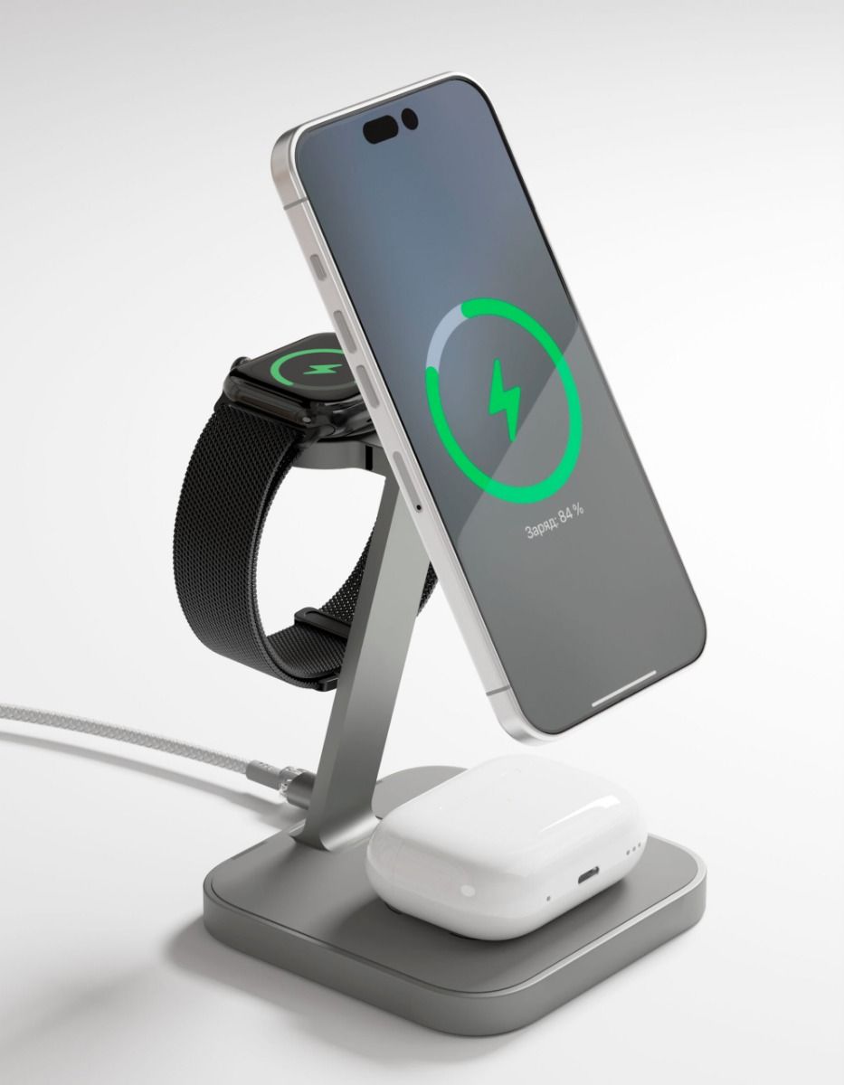 VLP Unity Power 3in1 Wireless Charger, Natural Titanium /1092006