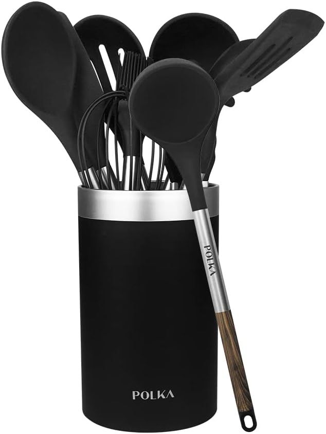Cecotec 01184 Kitchen utensil set with wood-effect handle & holder 9pcs