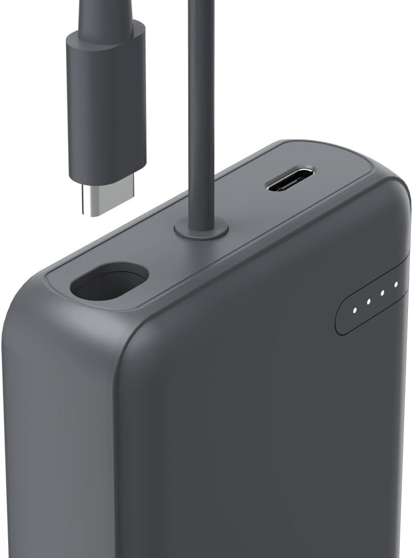 Hama “Travel” Power Pack with Cable, 10000mAh, 2 Outputs: 2x USB-C, Anthracite /201739