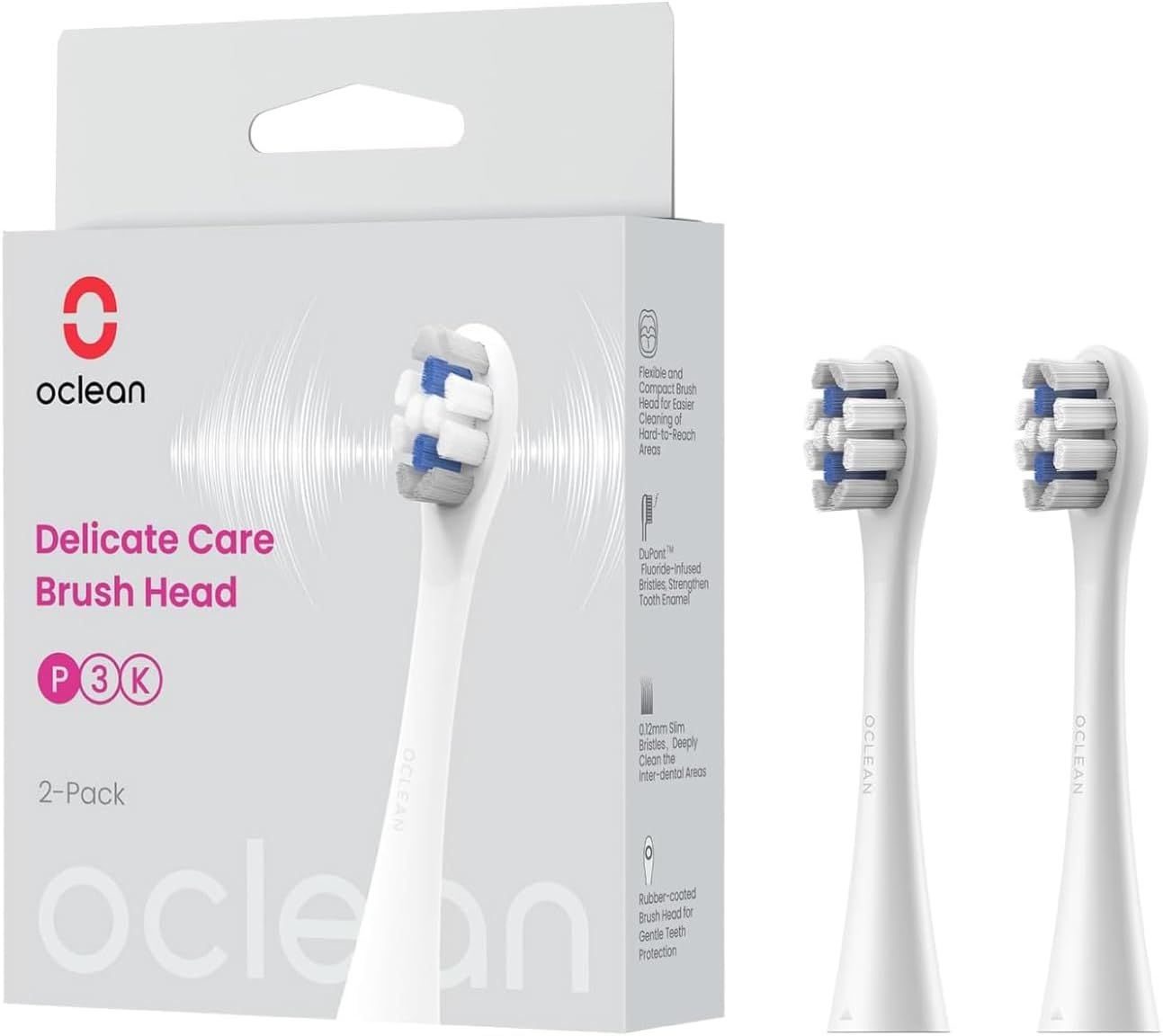 Oclean Delicate Care P3K4 P3K4G replacement x2 (grey)