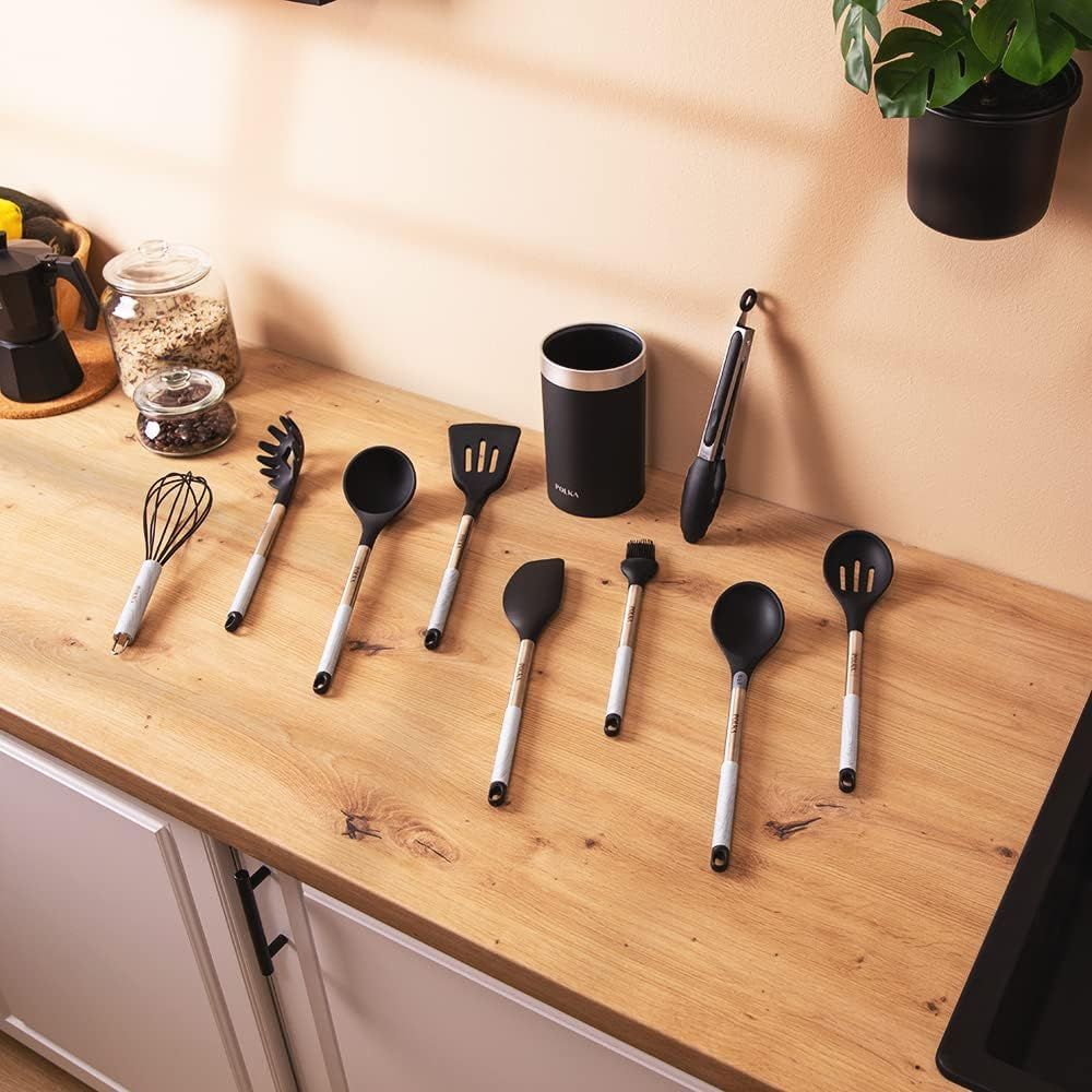 Cecotec 01185 Kitchen utensil set with steel handle & holder 9pcs