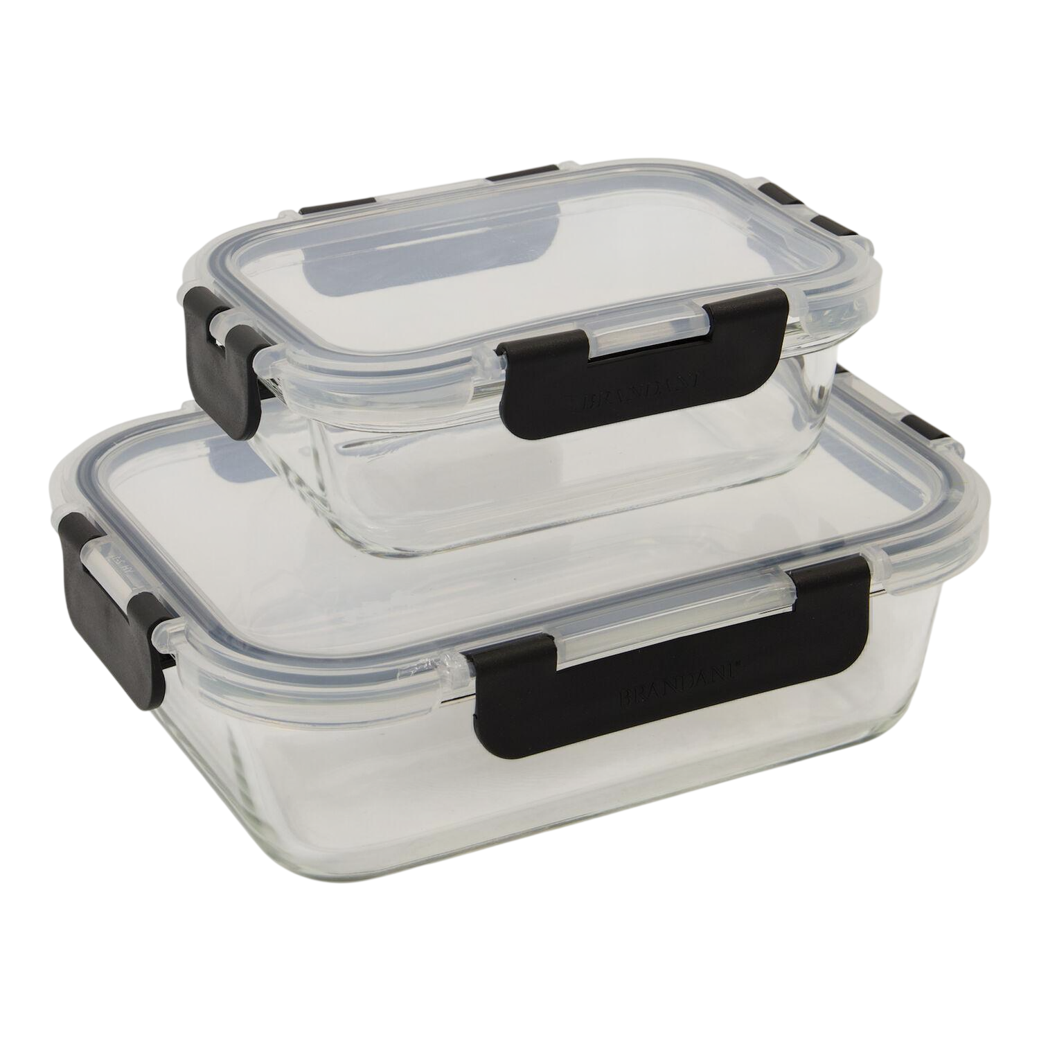 Brandani 54028 borosilicate container set black 2pcs 630ml+1500ml