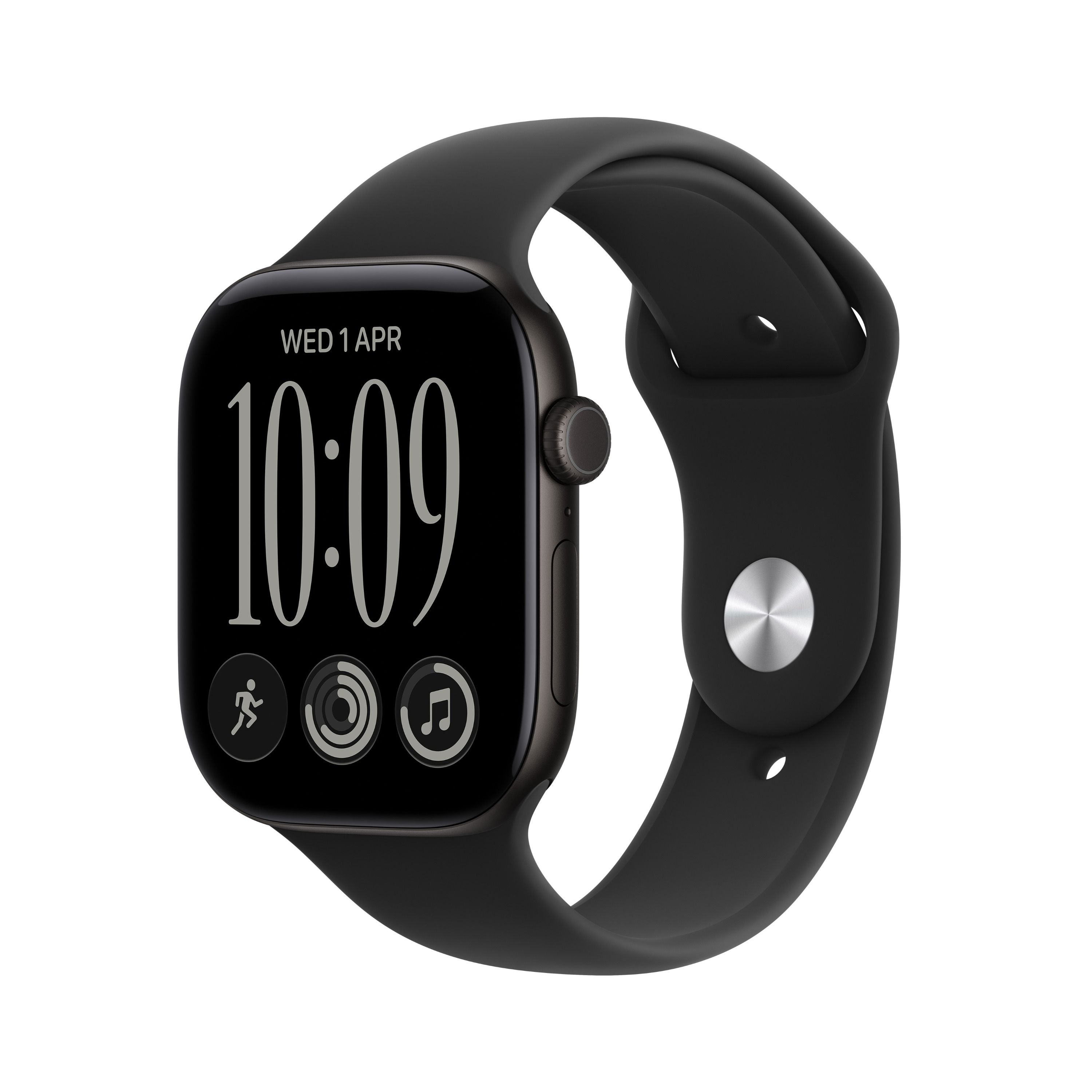 Apple Watch Series 12 42mm Black Aluminium Case, Black Sport Band - S/M /MJEA4