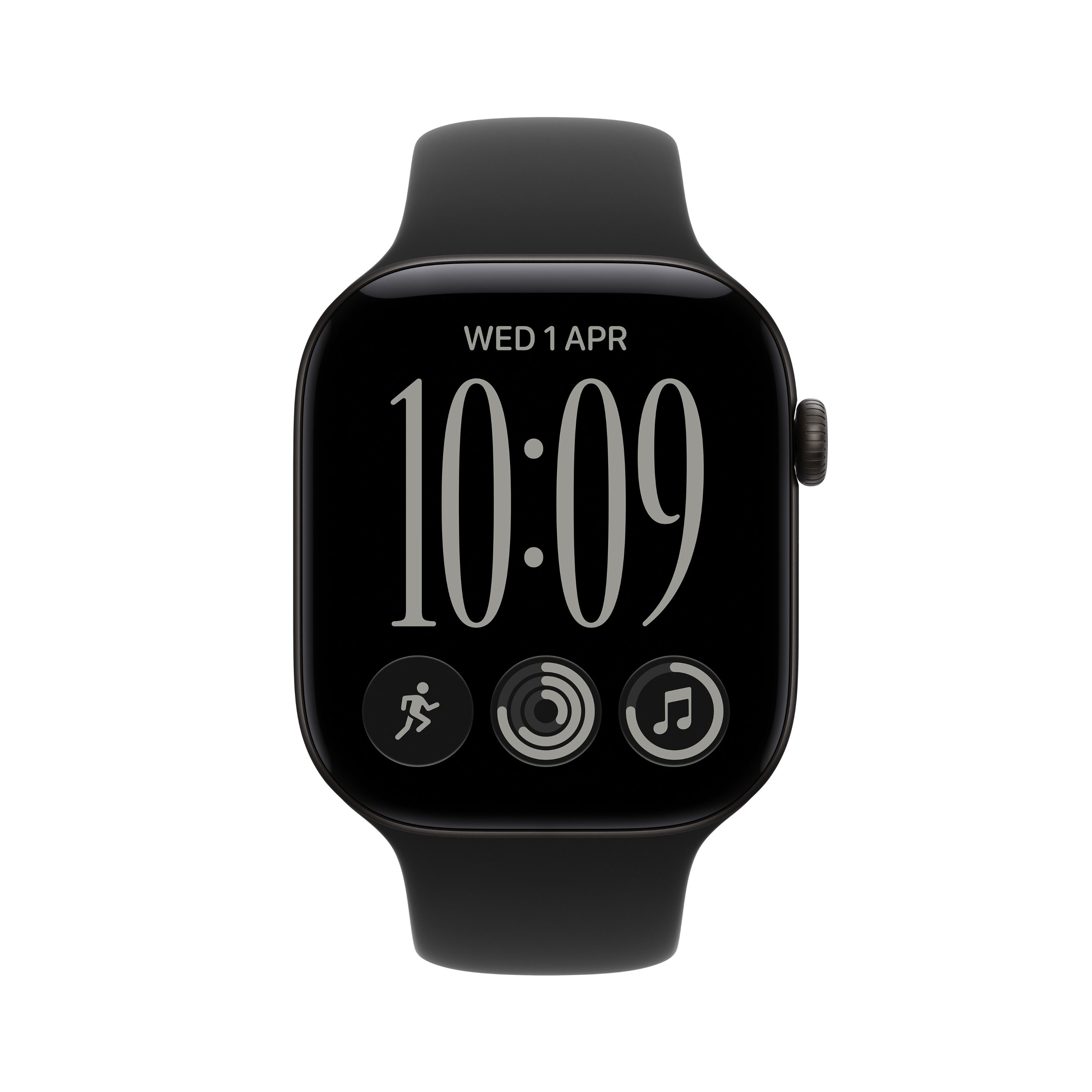 Apple Watch Series 12 42mm Black Aluminium Case, Black Sport Band - S/M /MJEA4
