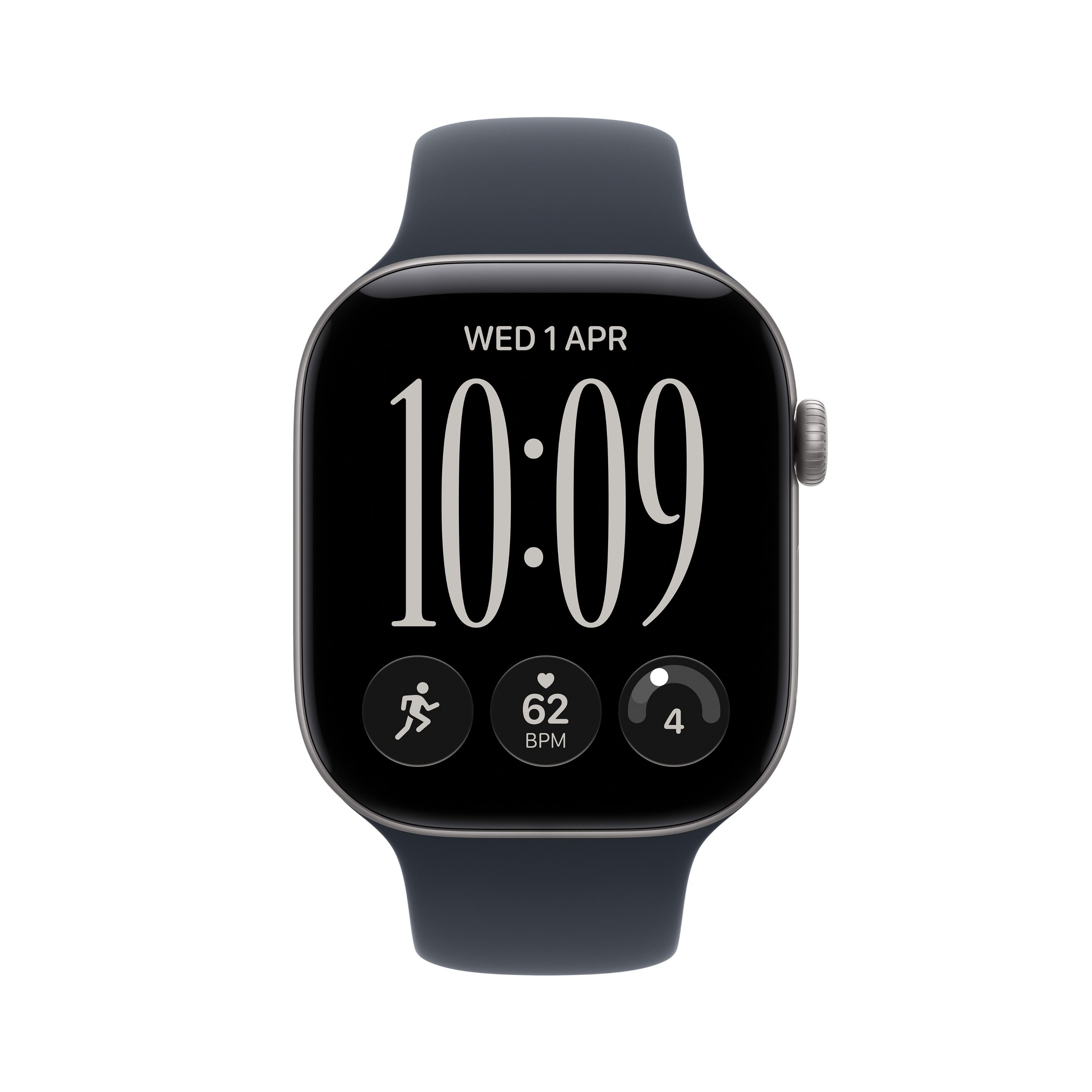 Apple Watch Series 12 42mm Space Grey Aluminium Case, Navy Blue Sport Band - S/M /MJE74