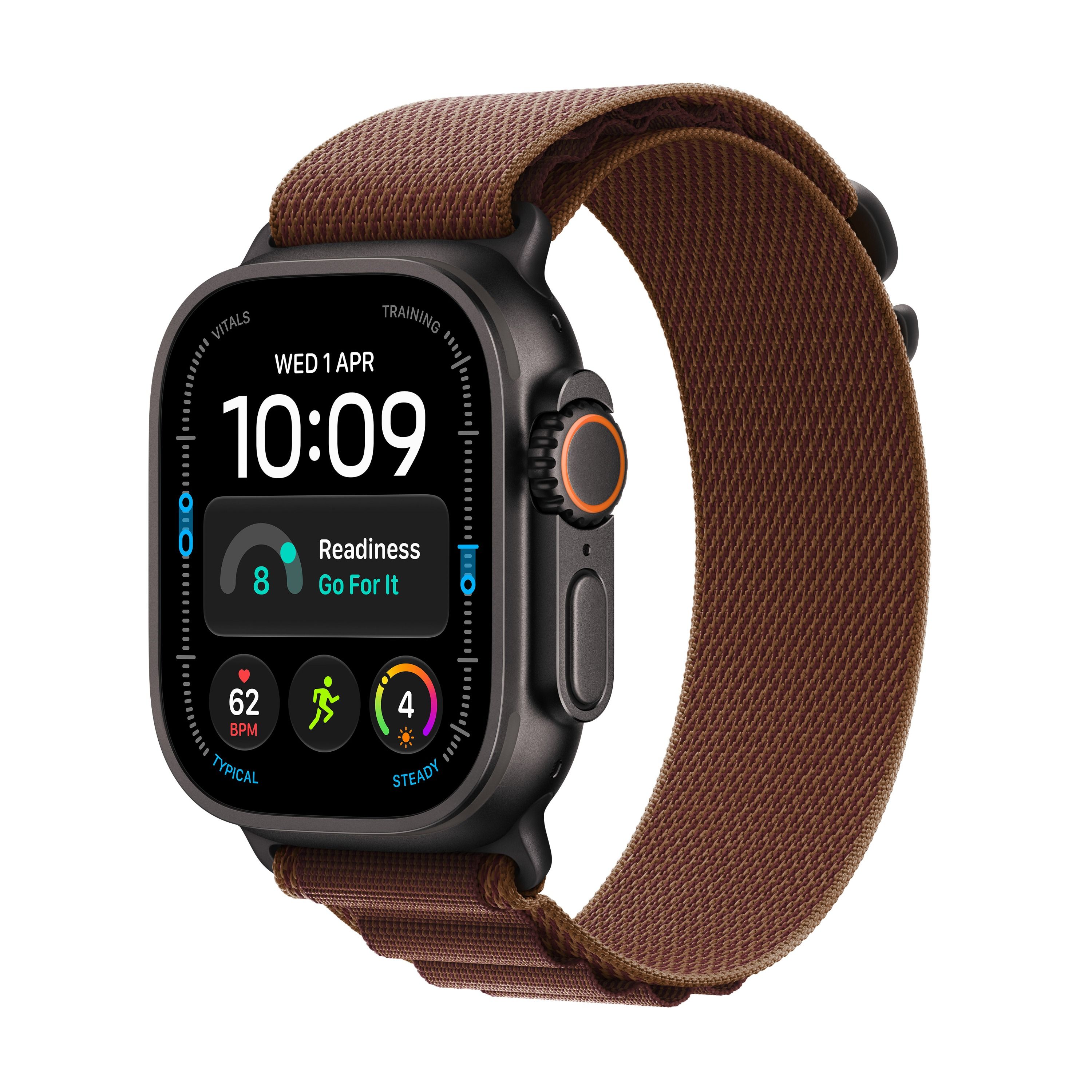 Apple Watch Ultra 4 49mm Black Titanium, Burgundy Alpine Loop - M /MJC14