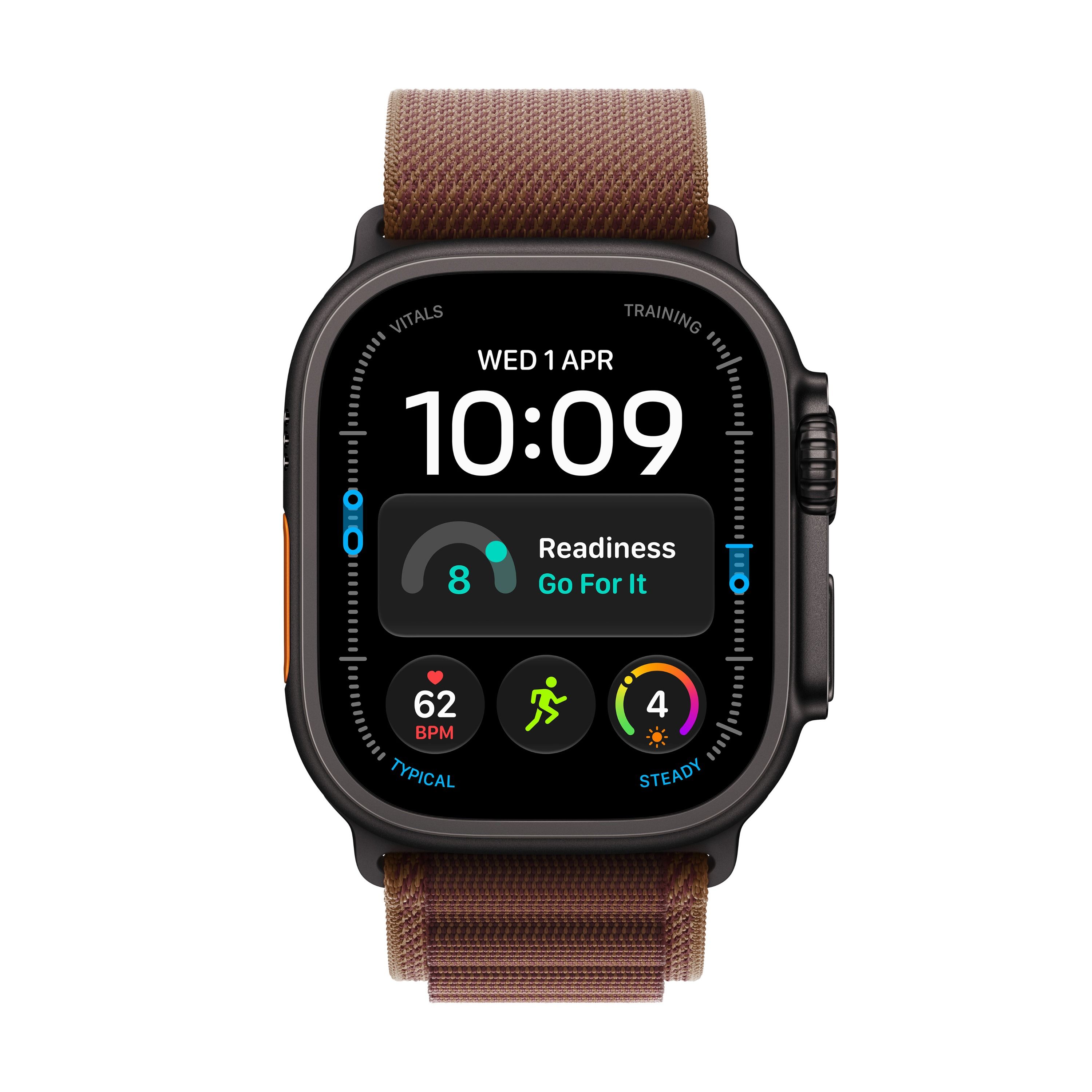 Apple Watch Ultra 4 49mm Black Titanium, Burgundy Alpine Loop - M /MJC14