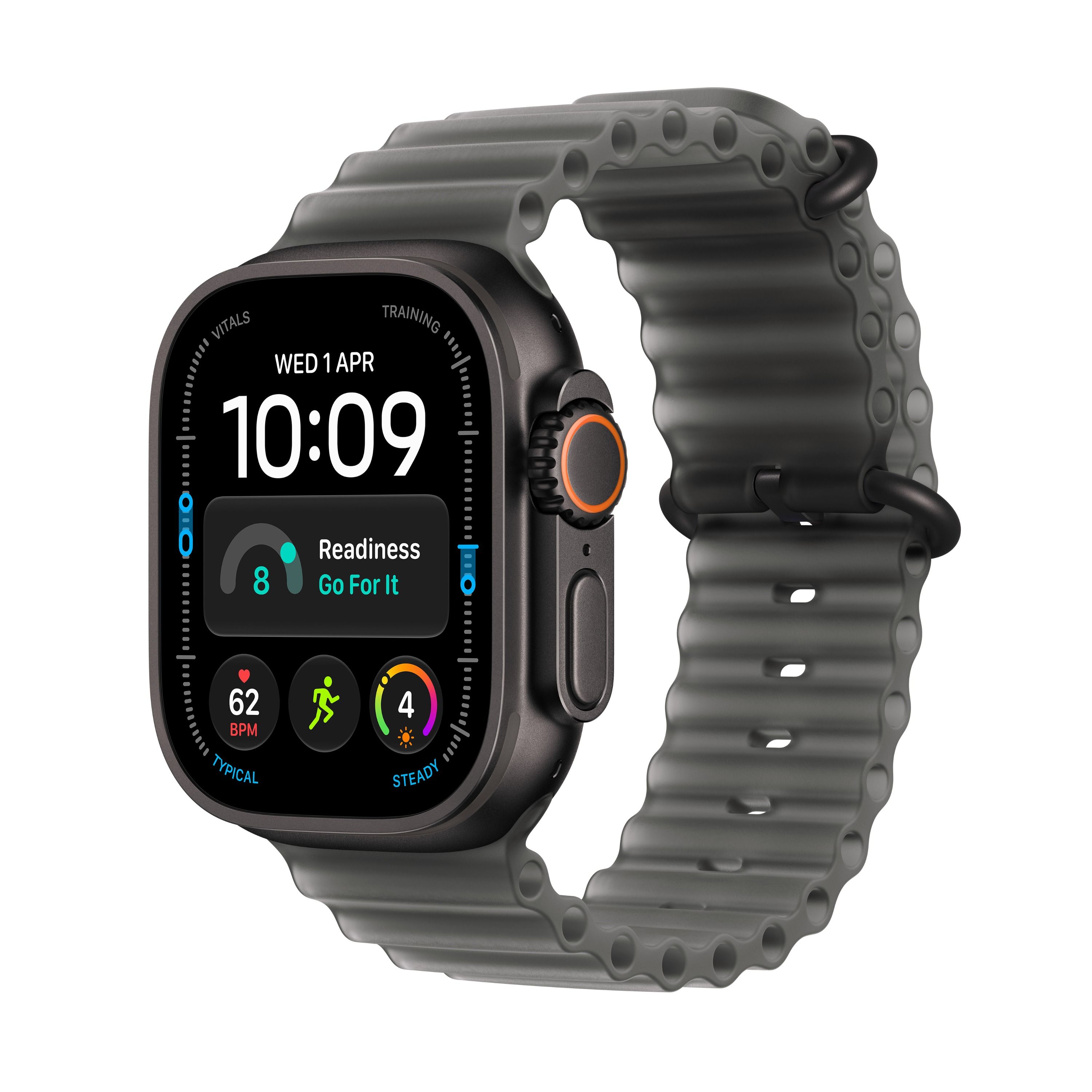 Apple Watch Ultra 4 49mm Black Titanium, Translucent Black Ocean Band /MJAY4