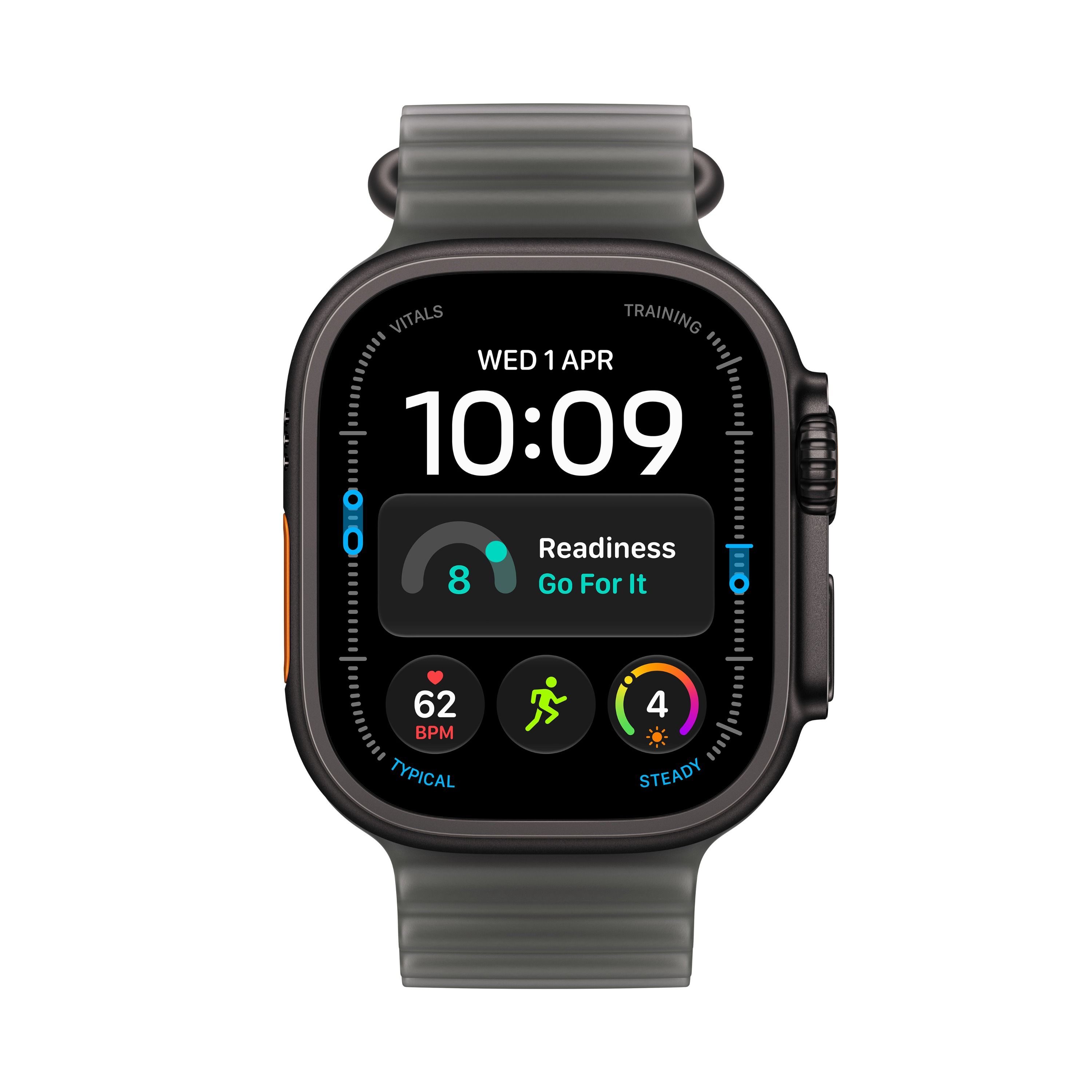 Apple Watch Ultra 4 49mm Black Titanium, Translucent Black Ocean Band /MJAY4