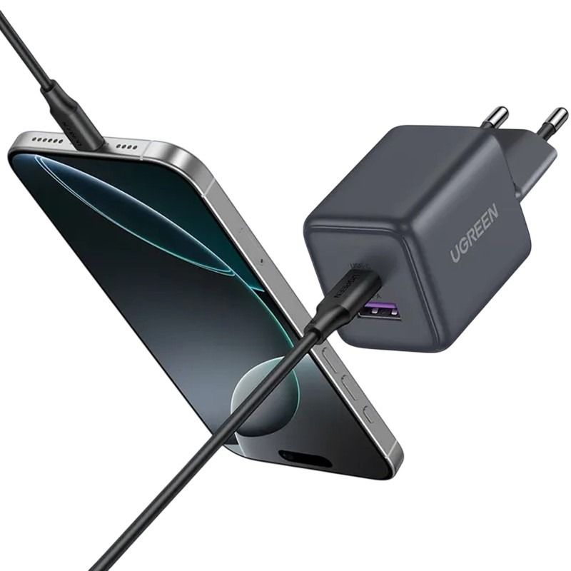 UGREEN 30W Gan Fast Charger, 2-Port USB-A/USB-C, Black /65014
