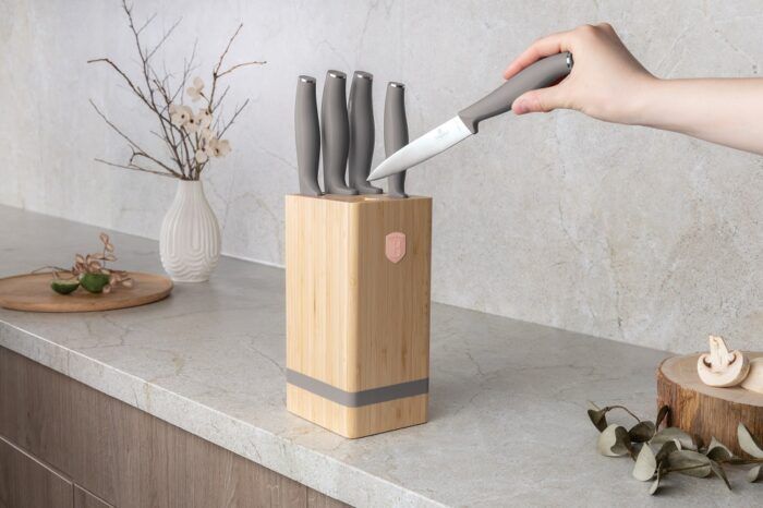 Berlinger Haus BH2974 Taupe knife set with bamboo stand 6pcs