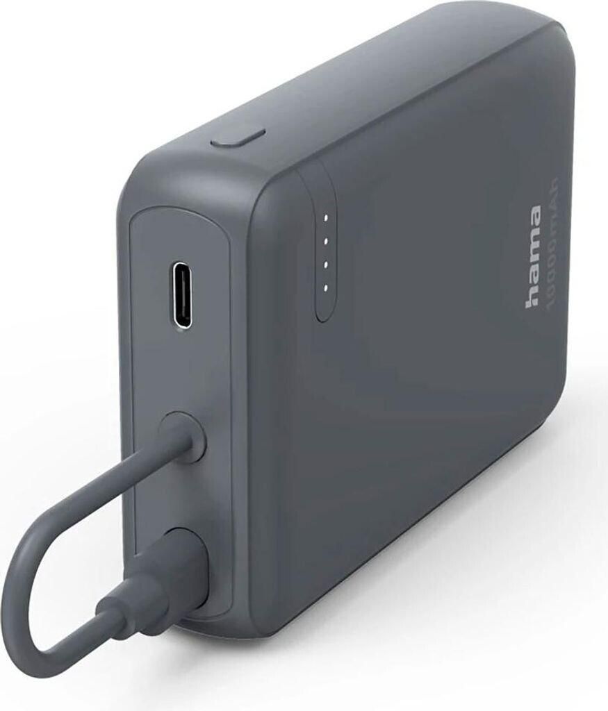 Hama “Travel” Power Pack with Cable, 10000mAh, 2 Outputs: 2x USB-C, Anthracite /201739