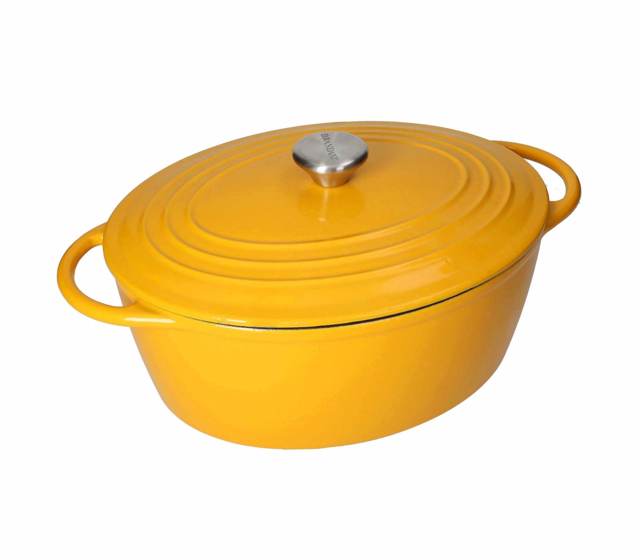 Brandani 52575 cast iron oval casserole yellow 5l