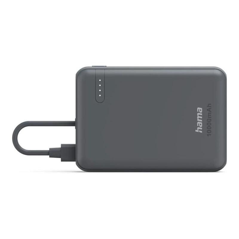 Hama “Travel” Power Pack with Cable, 10000mAh, 2 Outputs: 2x USB-C, Anthracite /201739