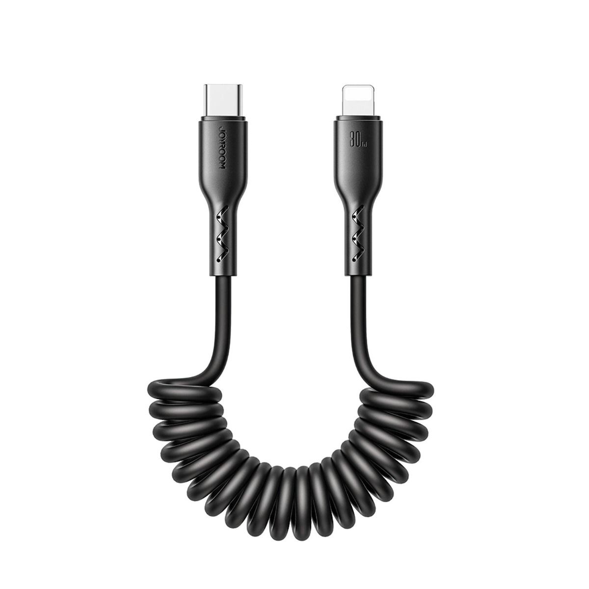 Evelatus AutoSpring Coiled Cable USB C to LTG, 1.2M, Black /1040769