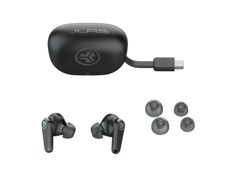 JLab Go Pods ANC True Wireless Earbuds, Black (IEUEBGOPODSRBLK124)