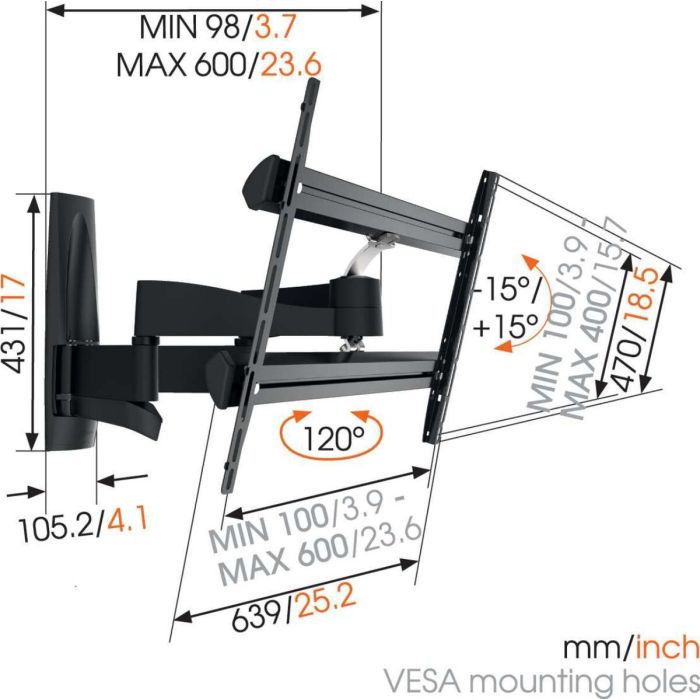Vogel's WALL 3350 TURN/black