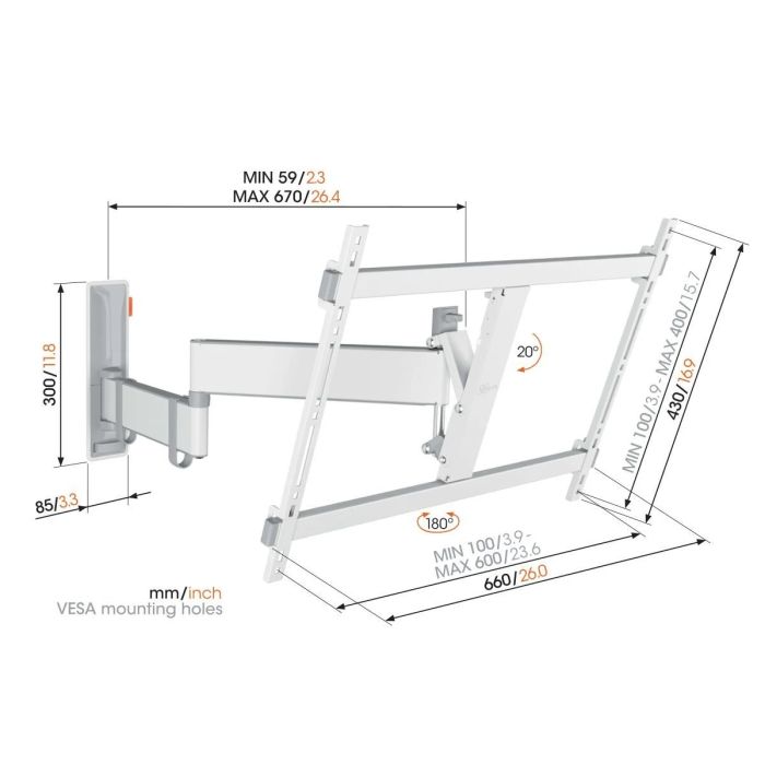Vogel's TVM 3643 FULL MOTION+ LARGE WALL MOUNT WHT