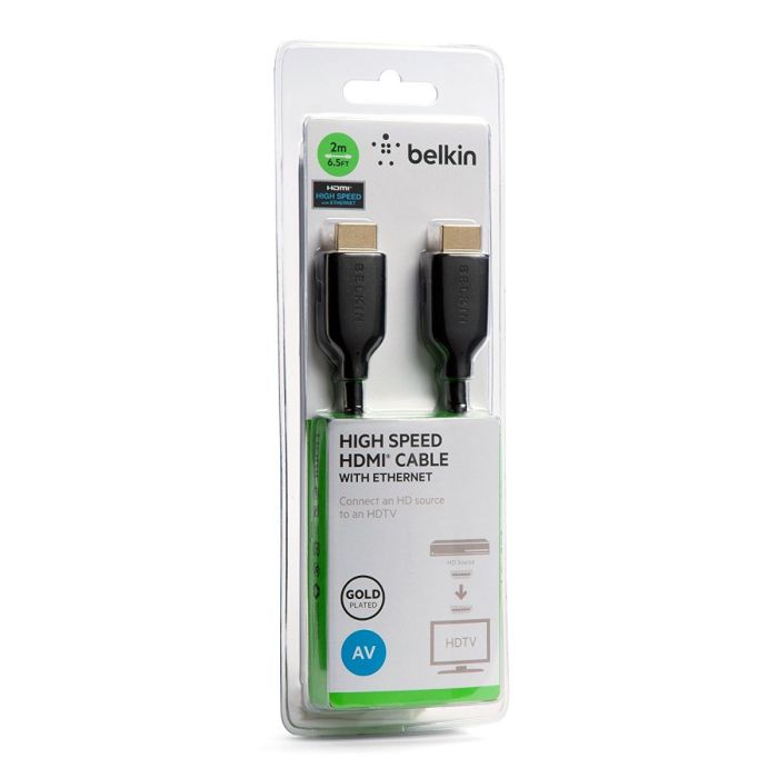 Belkin HDMI Cable 2M,BLACK,GOLD/F3Y021BT2M
