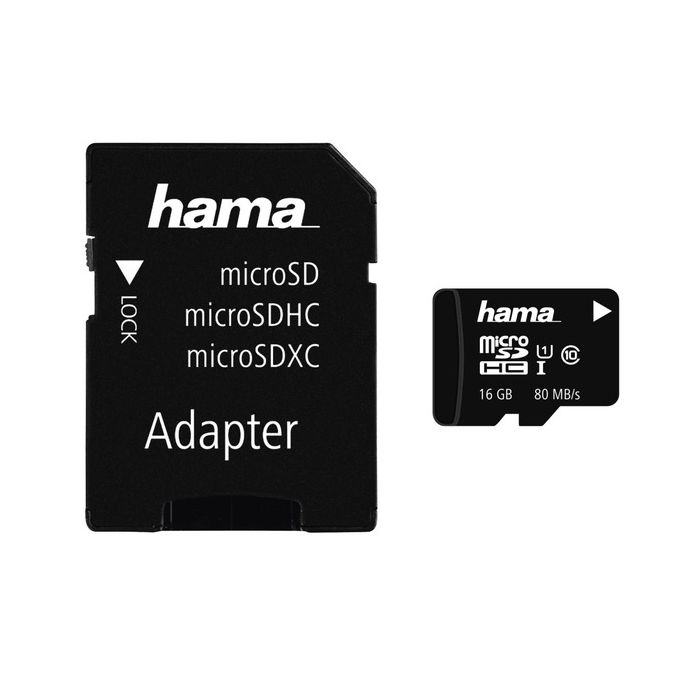 Hama microSDHC 16GB Class 10 + Adapter (124150)
