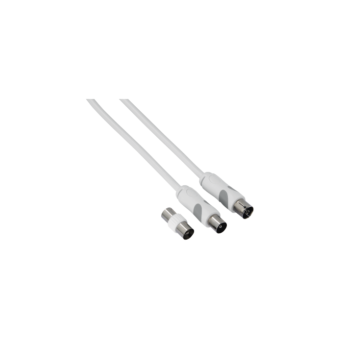 Hama Thomson Antenna Cable, coax plug - coax socket, 2.5 m, 80dB, incl. adapter, white(132071)