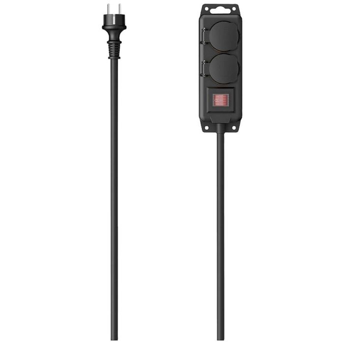 Hama Power Strip, 2-Way, IP44 for Outdoors, Switch, Wall Mounting, 2M, Black (223062)