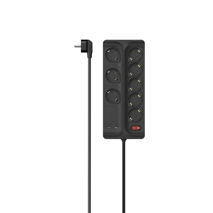 Hama Power Strip, 8-Way, Overvoltage Protection, Switch, 1.5M, Black (223162)