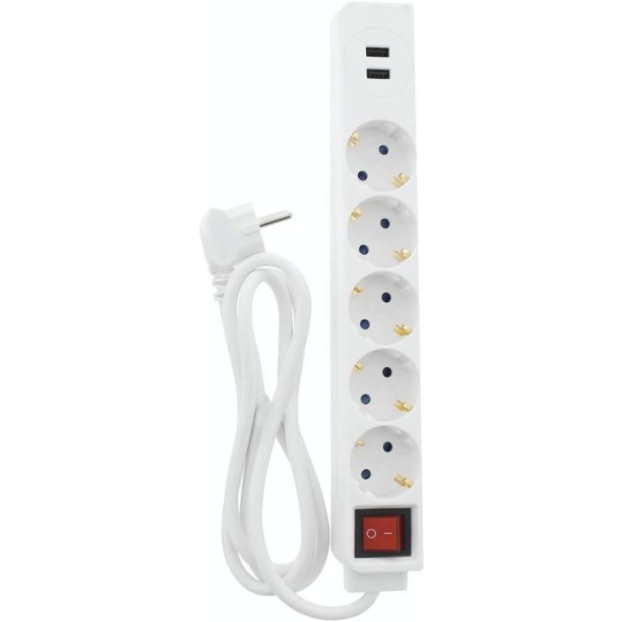 Hama Power Strip,5-Way,USB-A,1.4 m,White (223183)