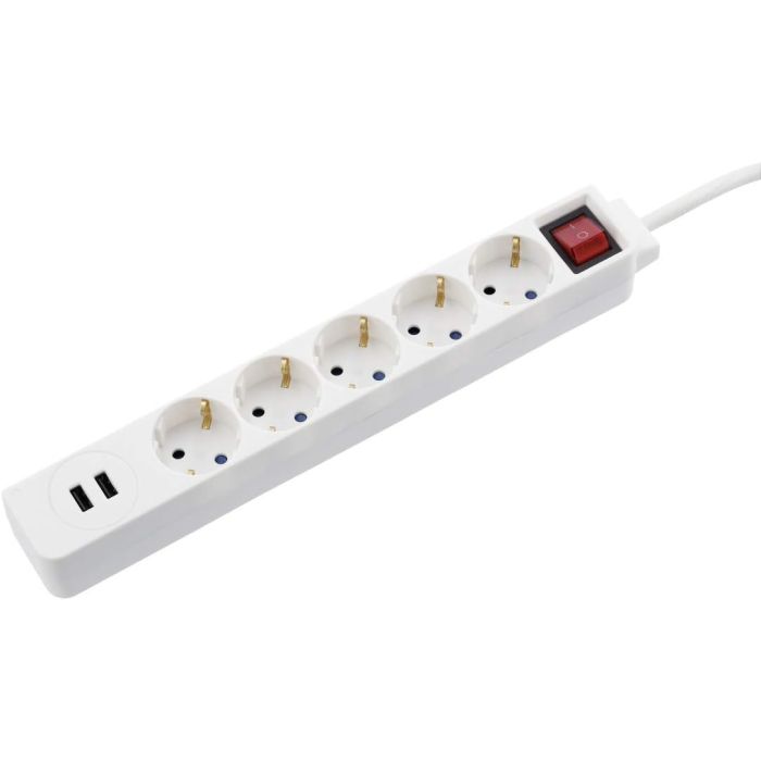 Hama Power Strip,5-Way,USB-A,1.4 m,White (223183)