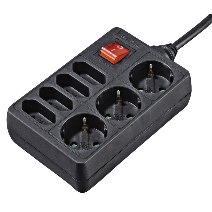 Hama 7-Way Power Strip, 1.4m,black (108868)