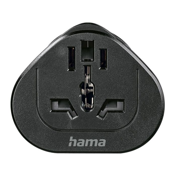 Hama Travel Adapter Type E and F, 3-Pin, Universal, World to Europe, Black /223461