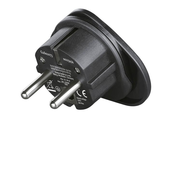 Hama Travel Adapter Type E and F, 3-Pin, Universal, World to Europe, black (223454)